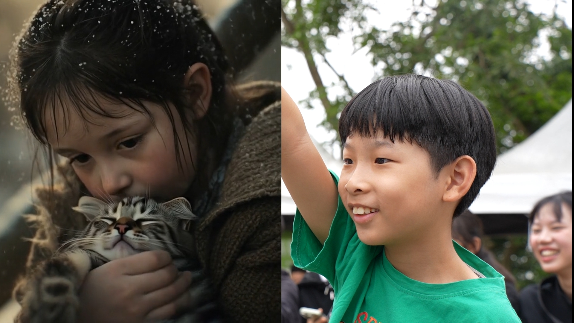 兩張小孩的照片，左邊為AI生成、右邊為真實照片